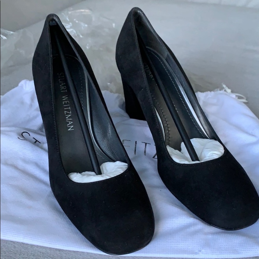 Stuart Weitzman Marymid Suede Square Toe Pumps